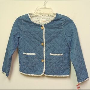 Girls' Printed Layering Quilted Jacket - Cat & Jack, Blue, Large (10/12)